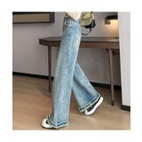 大人のこなれ感を演出する裾フリンジワイドデニムパンツ 切りっぱなし ロングパンツ | maison de LATIR | 詳細画像4 