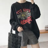 ブラック | カジュアルなプリントがロンT カットソー 長袖 | maison de LATIR