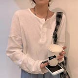 ホワイト | カジュアルな着回しに重宝するヘンリーネックカットソー シンプル 可愛い | maison de LATIR