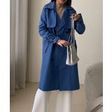 ブルー | 大人上品さを引き立てるベルト付きトレンチコート 冬 韓国 | maison de LATIR