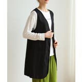 Vネックがお洒落なノーカラージレ チョッキ ロングベスト | maison de LATIR | 詳細画像2