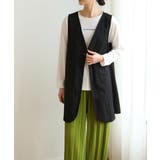 Vネックがお洒落なノーカラージレ チョッキ ロングベスト | maison de LATIR | 詳細画像3