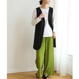 Vネックがお洒落なノーカラージレ チョッキ ロングベスト | maison de LATIR | 詳細画像4