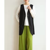 Vネックがお洒落なノーカラージレ チョッキ ロングベスト | maison de LATIR | 詳細画像5