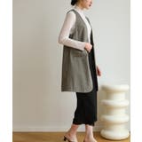 Vネックがお洒落なノーカラージレ チョッキ ロングベスト | maison de LATIR | 詳細画像10