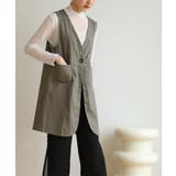 Vネックがお洒落なノーカラージレ チョッキ ロングベスト | maison de LATIR | 詳細画像14