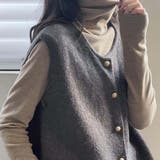 グレー | 柔らかな生地でフレンチカジュアルを楽しめるノーカラーベスト トップス アウター | maison de LATIR