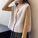 ライトグレー | 柔らかな生地でフレンチカジュアルを楽しめるノーカラーベスト トップス アウター | maison de LATIR