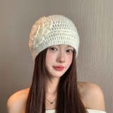 大人可愛いフラワーモチーフニットキャップ 春 ホーム | maison de LATIR | 詳細画像3 