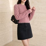 ピンク | ふんわりシャギーが女性らしい、すっきりクロップド丈ニット レディース シャギーニ… | maison de LATIR