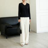 すっきりVネックで着回しやすい、ベーシック長袖Tシャツ レディース 長袖 | maison de LATIR | 詳細画像4