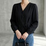 すっきりシルエットが魅力の、きれいめVネックウエストリボンブラウス レディース … | maison de LATIR | 詳細画像5