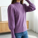 パープル | 上品に着こなせる、ボリュームスリーブハイネックニット レディース パフスリーブ | maison de LATIR