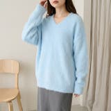 ライトブルー | ふんわり素材が可愛い、ロング丈シャギーニット レディース シャギーニット | maison de LATIR