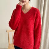 レッド | ふんわり素材が可愛い、ロング丈シャギーニット レディース シャギーニット | maison de LATIR