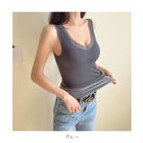 レースデザインが上品なカップ付き裏起毛タンクトップ Vネック インナー | maison de LATIR | 詳細画像13