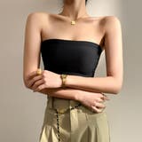 ブラック | アウターに響かないキレイ魅せカップ付きシームレスチューブトップ | maison de LATIR