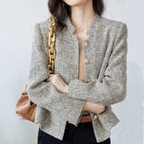 クラシカルな雰囲気を演出する金ボタンツイードショートジャケット 羽織り アウター | maison de LATIR | 詳細画像1