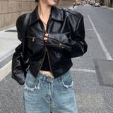 上下に調節できるファスナーでスタイリングを楽しめるバイカージャケット アウター | maison de LATIR | 詳細画像2 