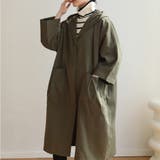 カーキ | ゆったりシルエットが可愛いフード付きトレンチコート 冬 ウインドブレーカー | maison de LATIR