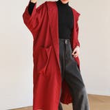 レッド | ゆったりシルエットが可愛いフード付きトレンチコート 冬 ウインドブレーカー | maison de LATIR