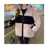 配色がクールでキャッチーなバイカラーボアジャケット ショートジャケット 羽織り | maison de LATIR | 詳細画像4 