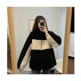 配色がクールでキャッチーなバイカラーボアジャケット ショートジャケット 羽織り | maison de LATIR | 詳細画像9 