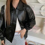 ブラック | 軽く羽織ってこなれ感を演出するフェイクレザージャケット アウター コート | maison de LATIR