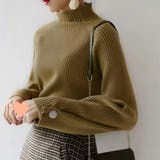 カーキ | 厚みのあるハイネックリブニット ニット セーター | maison de LATIR