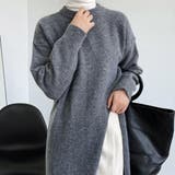 グレー | 今季旬なレイヤードスタイルを楽しめる上質なロング丈トップス 深いスリット 夏 | maison de LATIR