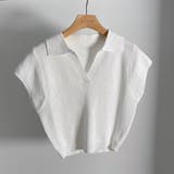 すっきりコンパクトに見せられる襟付きスキッパーリブニット フレンチスリーブ | maison de LATIR | 詳細画像11