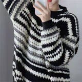 厚みのある素材感でシーズンムード高まるボーダー柄編みニット ニットプルオーバー | maison de LATIR | 詳細画像3