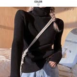 ブラック | 大人の気品あふれる指穴付きハイネックリブニット ニットプルオーバー カジュアル | maison de LATIR