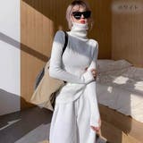 ホワイト | 大人の気品あふれる指穴付きハイネックリブニット ニットプルオーバー カジュアル | maison de LATIR