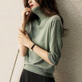 ゆったりシルエットの5分袖タートルニット ニット セーター | maison de LATIR | 詳細画像3