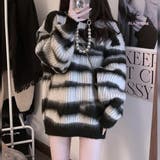 ホワイト | ふわふわボーダーニット ニット オーバーサイズ | maison de LATIR