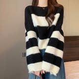 生地違いのボーダーが可愛いショート丈ニット ニット クロップド丈 | maison de LATIR | 詳細画像2