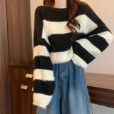 生地違いのボーダーが可愛いショート丈ニット ニット クロップド丈 | maison de LATIR | 詳細画像4