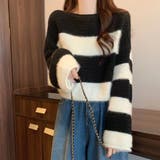 生地違いのボーダーが可愛いショート丈ニット ニット クロップド丈 | maison de LATIR | 詳細画像5