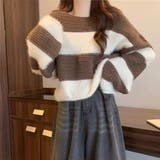 生地違いのボーダーが可愛いショート丈ニット ニット クロップド丈 | maison de LATIR | 詳細画像9