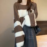 生地違いのボーダーが可愛いショート丈ニット ニット クロップド丈 | maison de LATIR | 詳細画像10