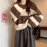 生地違いのボーダーが可愛いショート丈ニット ニット クロップド丈 | maison de LATIR | 詳細画像12