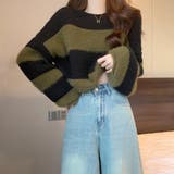 生地違いのボーダーが可愛いショート丈ニット ニット クロップド丈 | maison de LATIR | 詳細画像14