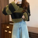 生地違いのボーダーが可愛いショート丈ニット ニット クロップド丈 | maison de LATIR | 詳細画像15