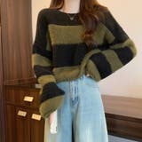 生地違いのボーダーが可愛いショート丈ニット ニット クロップド丈 | maison de LATIR | 詳細画像18