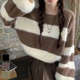 生地違いのボーダーが可愛いショート丈ニット ニット クロップド丈 | maison de LATIR | 詳細画像1