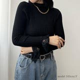 女性らしく美スタイルを引き立ててくれるハーフネックニット レースネック 袖口レー… | maison de LATIR | 詳細画像1 