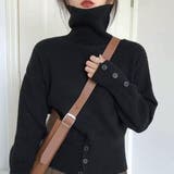 ブラック | ボタンがポイントのタートルネックニット タートルネック ニット | maison de LATIR