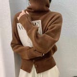 ブラウン | ボタンがポイントのタートルネックニット タートルネック ニット | maison de LATIR