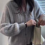 グレー | レトロなゆるふわ長袖カーディガン カーディガン 長袖 | maison de LATIR